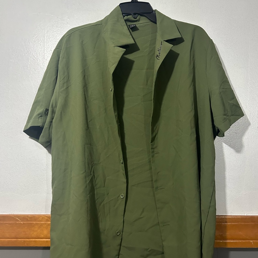 Men's Short Sleeve Shirt Jacket in Olive Green